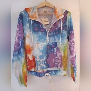 Women's Tie Dye Hoodie NWT ~ Size L ~ Rayon Pullover w/ Front Pocket